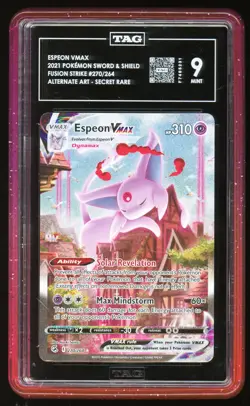 TAG 9 MINT Espeon VMAX Alternate Art SWSH Fusion Strike 270/264 Pokemon Card TCG - Image 1