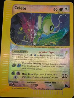 Celebi 145/144 Skyridge Reverse Holo Secret Rare Crystal Pokemon TCG Nintendo MP - Image 3