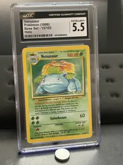 Pokemon TCG Base Set Venusaur Unlimited Holo 15/102 CGC 5.5 - Image 1