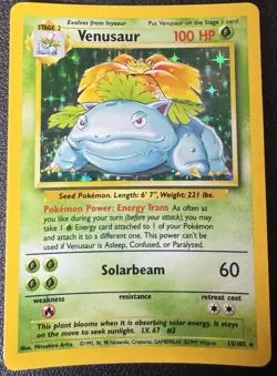 Pokemon TCG Venusaur Base Set Holo Unlimited Rare Card 15/102 NM Condition - Image 1