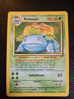 Pokemon TCG Venusaur Holo Card Base Set, Unlimited, Card 15/102 NM - Image 1