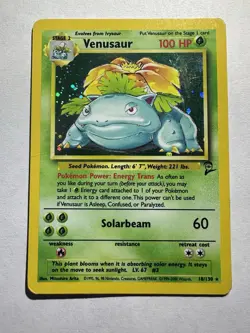 Wizards of the Coast Pokemon TCG Venusaur 18/130 Base Set 2 Holo MP/HP 1 Crease - Image 1
