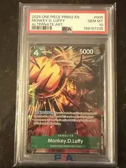 2025 ONE PIECE PRB02 PREMIUM BOOSTER VOL 2 #005 MONKEY D LUFFY ALT ART PSA 10 - Image 1