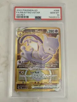 2022 Pokemon—Mewtwo VSTAR (Secret) #086/078 Pokemon GO—Secret Rare Holo PSA 10 - Image 1