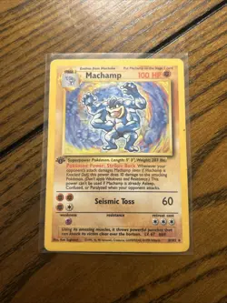 Machamp 1999 Pokemon Holo #8/102 Pokemon TCG Base Set 1st Edition Vintage LP-MP - Image 1