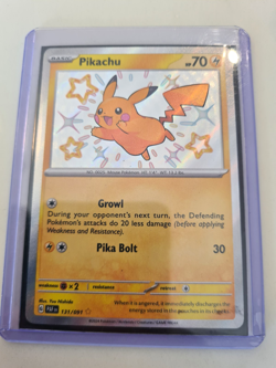 Pokemon TCG Pikachu 131/091 SV: Paldean Fates Shiny Rare Holo English Near Mint - Image 1