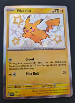Pokemon TCG Pikachu 131/091 SV: Paldean Fates Shiny Rare Holo English Near Mint - Image 2