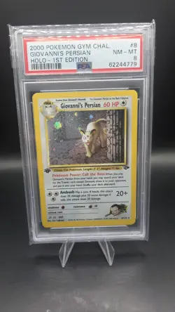 Giovanni's Persian [1st Edition] — PSA 8 — Gym Challenge —Holo Rare Pokemon Card - Image 1