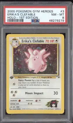 Erika's Clefable 2000 Pokemon Gym Heroes Holo 1st Edition 3/132 PSA 8 - Image 1