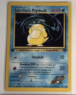 Pokemon TCG Cards 1st Edition Sabrina's Psyduck 99/132 Gym Challenge NM - Image 1