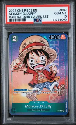2023 ONE PIECE GEN CON PROMOS BANDAI CARD GAMES SET #037 MONKEY D. LUFFY PSA 10 - Image 1