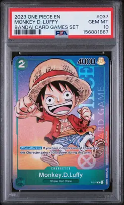2023 ONE PIECE PROMOS #037 MONKEY D. LUFFY BANDAI CARD GAMES SET PSA 10 - Image 1