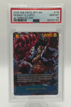 2025 One Piece Monkey D. Luffy OP11 SEC Alt Art #118 Secret Rare PSA 10 Gem Mint - Image 1