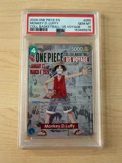 2026 ONE PIECE PROMOS COLLEGE BASKETBALL : US VOYAGE MONKEY D. LUFFY PSA 10 - Image 1