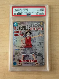 2026 ONE PIECE PROMOS COLLEGE BASKETBALL : US VOYAGE MONKEY D. LUFFY PSA 10 - Image 1