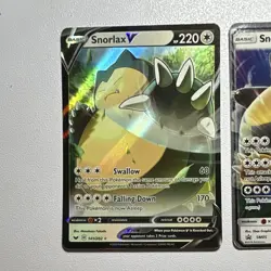 Pokemon TCG Snorlax V 141/202 + Snorlax GX SM05 Holo Promo 2-Card Lot - Image 2