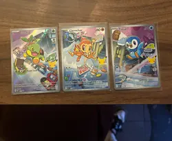 Pokemon TCG First Partner Collection Holo 3 Card Lot Turtwig Chimchar Piplup - Image 1