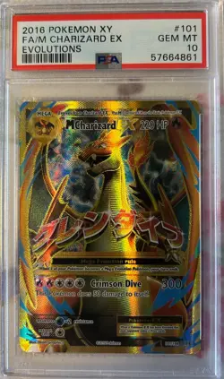 2016 POKEMON XY EVOLUTIONS 101/108 M CHARIZARD EX FULL ART ULTRA RARE PSA 10 - Image 1