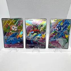 Pokemon TCG First Partner 3-Card Holo Lot Rowlet Litten Popplio - Image 1