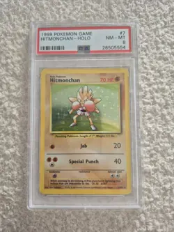 1999 Pokemon Base Set Holo Hitmonchan PSA 8 NM-MT - Image 1