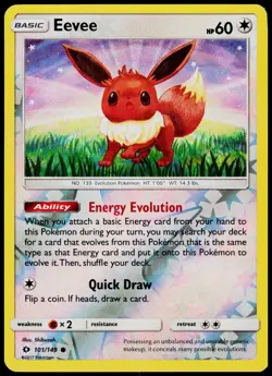 Eevee 101/149 SM Base Set - Reverse Holo Pokemon NM/M (Common) - Image 1