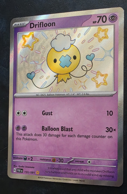 Pokemon TCG Drifloon 155/091 Shiny Rare Holo SV Paldean Fates English 2024 - Image 1