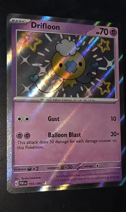 Pokemon TCG Drifloon 155/091 Shiny Rare Holo SV Paldean Fates English 2024 - Image 2