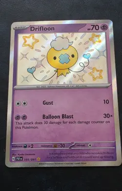 Pokemon TCG Drifloon 155/091 Shiny Rare Holo SV Paldean Fates English 2024 - Image 3