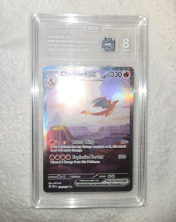 Pokemon TCG Charizard ex 199/165 SV 151 SIR Holo English 2023 TAG Graded - Image 1