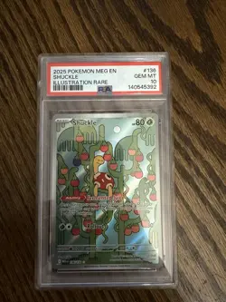 PSA 10 2025 Pokemon ME01 Mega Evolution Shuckle 136/132 Illustration Rare Holo - Image 1
