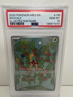 🐢🍻Pokemon Shuckle 136/132 ME01 Mega Evolution Illustration Rare Holo EN PSA 10 - Image 1