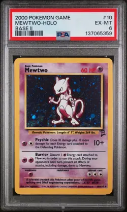 2000 POKEMON GAME BASE II #10 MEWTWO-HOLO PSA 6 EX-MT 10/130 - Image 1
