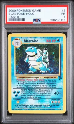 HUGE SWIRL PSA 1 2000 Base Set II Blastoise 2/130 Holo Foil WOTC Pokemon - Image 1