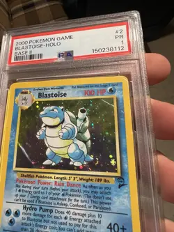 HUGE SWIRL PSA 1 2000 Base Set II Blastoise 2/130 Holo Foil WOTC Pokemon - Image 3