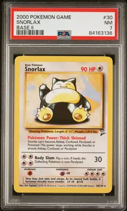 2000 POKEMON TCG SNORLAX #30/130 BASE SET 2 PSA 7 RARE NON-HALO - Image 1