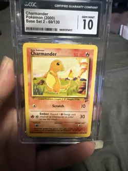 2000 Pokemon Base Set 2 Charmander Card # 69/130 CGC 10 Gem Mint Base II - Image 1