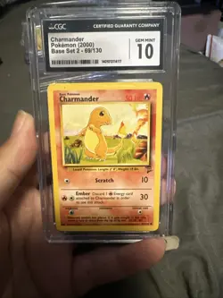 2000 Pokemon Base Set 2 Charmander Card # 69/130 CGC 10 Gem Mint Base II - Image 2