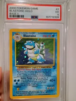 Pokemon 2000 Blastoise Holo Unlimited Rare Card 2/130 Base Set 2 PSA 5 - Image 1