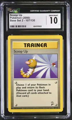 CGC 10 GEM MINT Scoop Up 2000 Base Set 2 107/130 Pokemon Card - Image 1