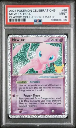 Pokemon TCG 2021 Celebrations Classic Collection Mew ex 88/92 Holo PSA 9 - Image 1