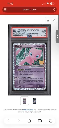 2021 Pokemon Celebrations Mew EX Holo Classic Collection #88 PSA 9 - Image 3