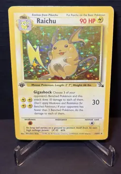 Pokemon Raichu 14/62 Fossil Set 1st Edition Holo Rare Vintage WOTC HP - Image 1