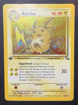 Pokemon Raichu 14/62 Fossil Set 1st Edition Holo Rare Vintage WOTC HP - Image 3