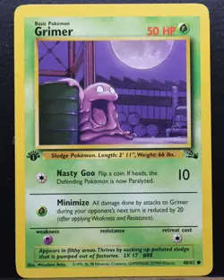 Pokemon TCG Grimer Fossil 48/62 1st Edition Regular 1999 English MINT - Image 3