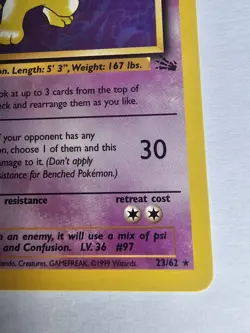Pokemon Card Hypno 23/62 Fossil Set Non Holo Rare WOTC 1st Edition - Image 5