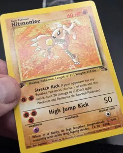 1999 Pokemon Fossil Hitmonlee 22/62 1st Edition Fighting Rare Non Holo WOTC LP - Image 3