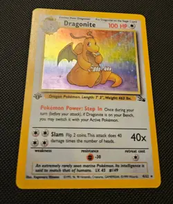 1ST EDITION Pokemon Fossil Dragonite Holo 4/62 Holo Foil Rare WOTC Vintage - Image 1