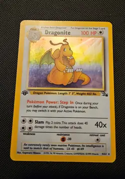 1ST EDITION Pokemon Fossil Dragonite Holo 4/62 Holo Foil Rare WOTC Vintage - Image 2