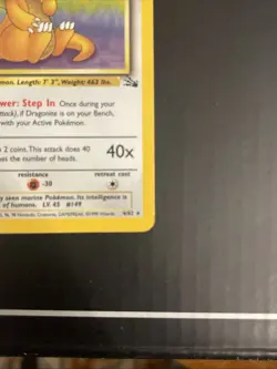 1ST EDITION Pokemon Fossil Dragonite Holo 4/62 Holo Foil Rare WOTC Vintage - Image 3