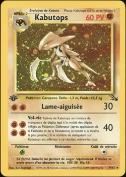 2000 Pokemon FRENCH 1st Edition Fossil Kabutops Holo 9/62 EX - Image 1